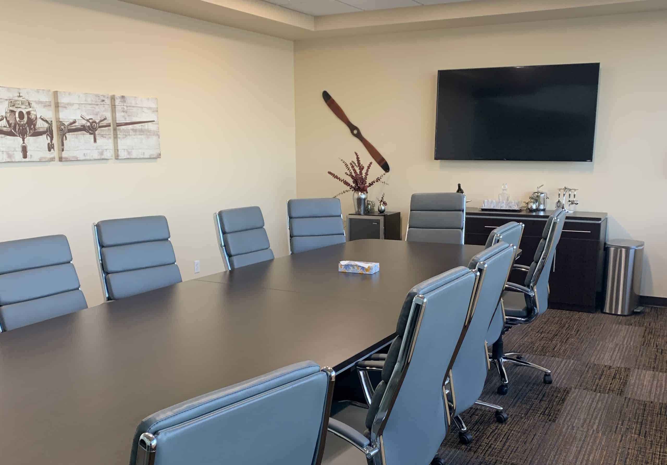 aviocraft conference room table and wall screen